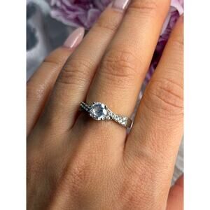 925 Sterling Silver White Spinel Ring Size 8